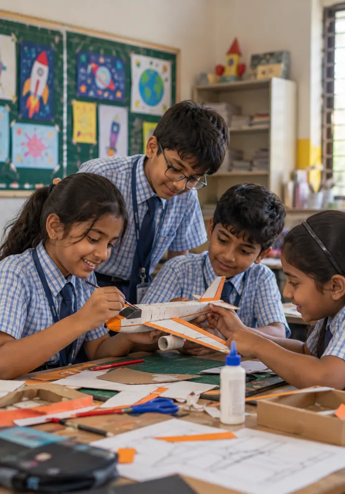 Students working on a craft project